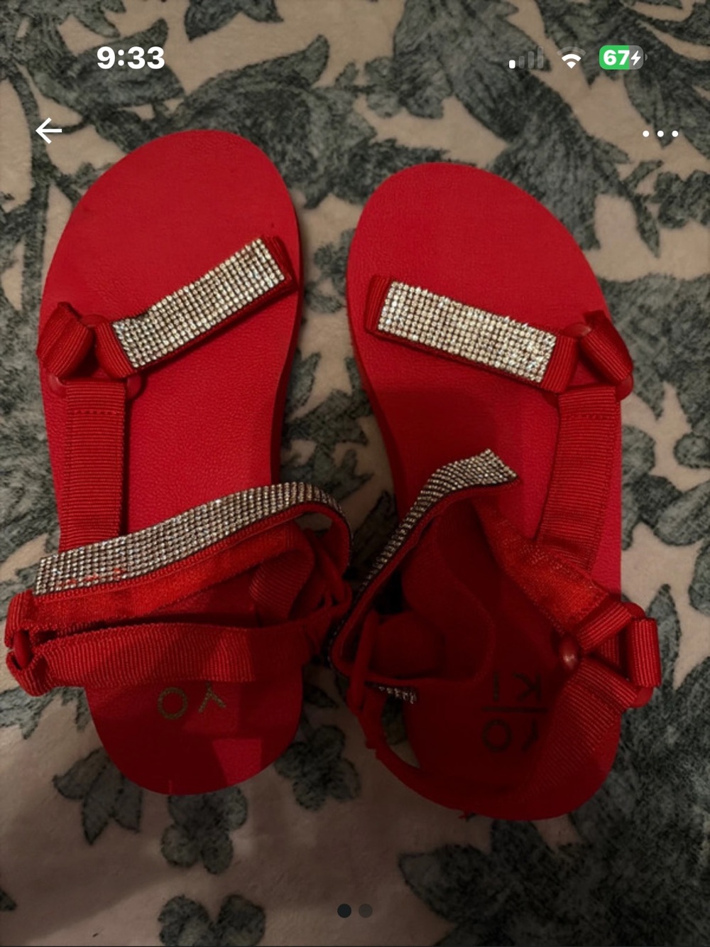 Red Kids Sandals with Rhinestone Accent